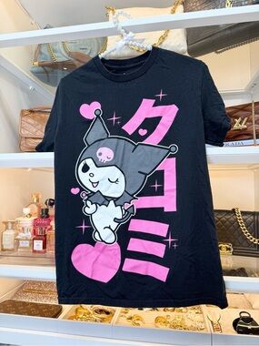 Sanrio Kuromi Black Tee with Pink Graphic